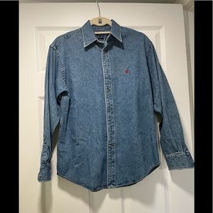 Ralph Lauren Sports, blue denim shirt for women, size 6, 100% cotton.